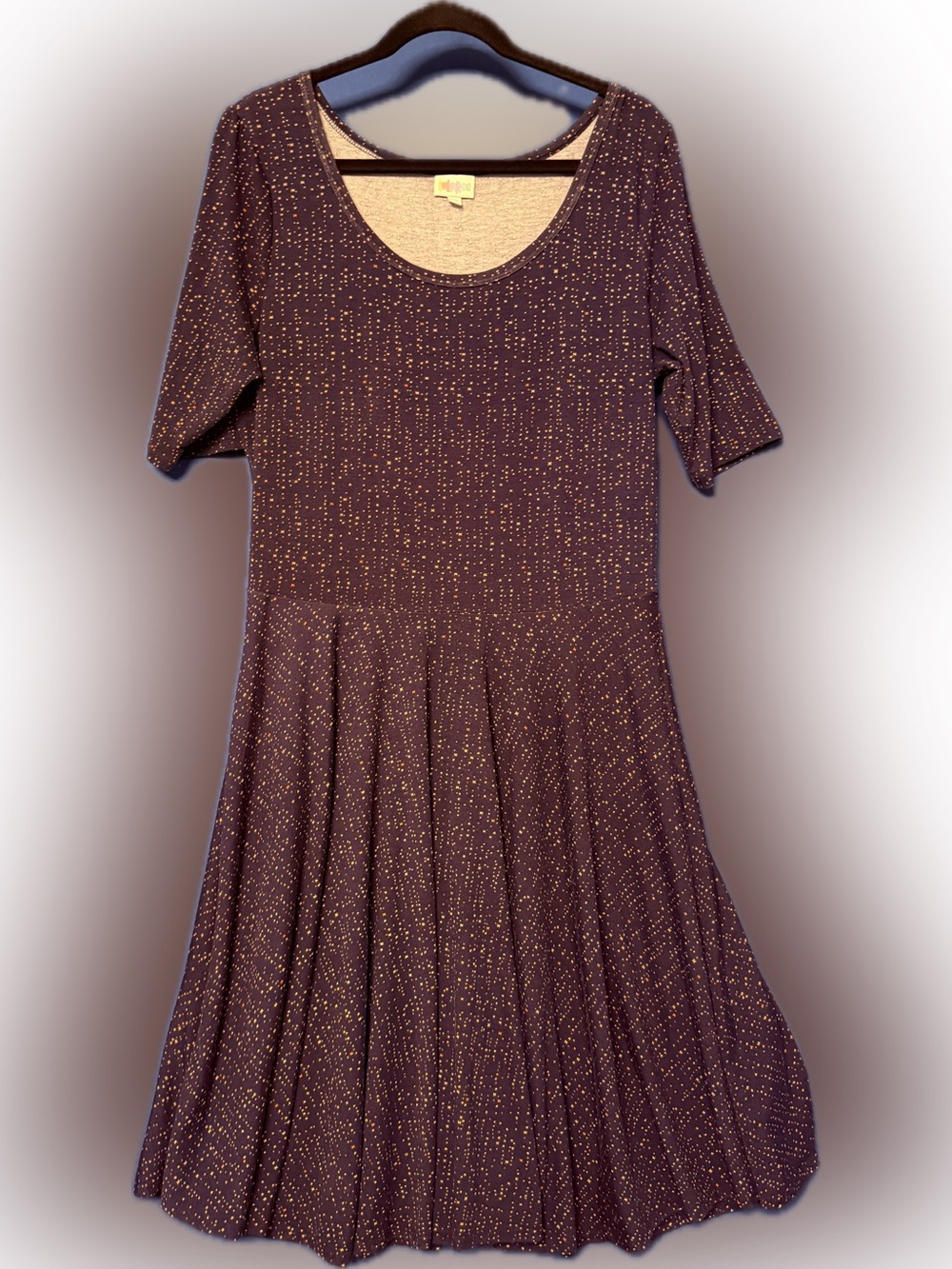 LuLaRoe Blue Midi Dress with Gold Speckle